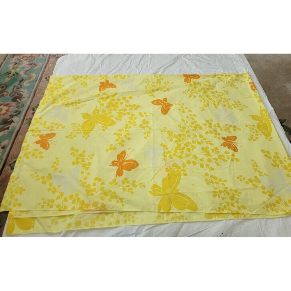 Vintage Twin‎ Springmaid Wondercale No Iron Percale Yellow Butterfly Orange 70's